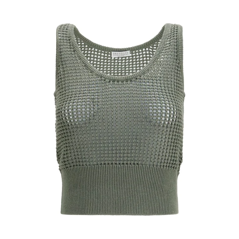 Brunello Cucinelli Bicolor Cotton Tank Tops - Women