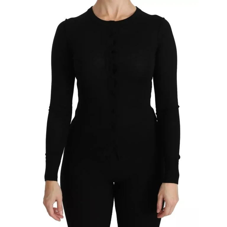 Dolce & Gabbana Black Virgin Wool Long Sleeve Top Blouse - Women