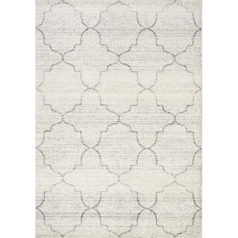 8 x 11 Large Ogee White and Gray Area Rug - Focus