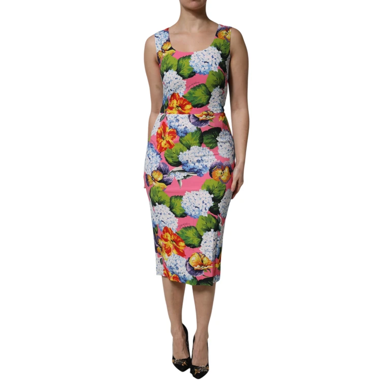 Dolce & Gabbana Multicolor Floral Sleeveless Sheath Dress Viscose Elastane - Women