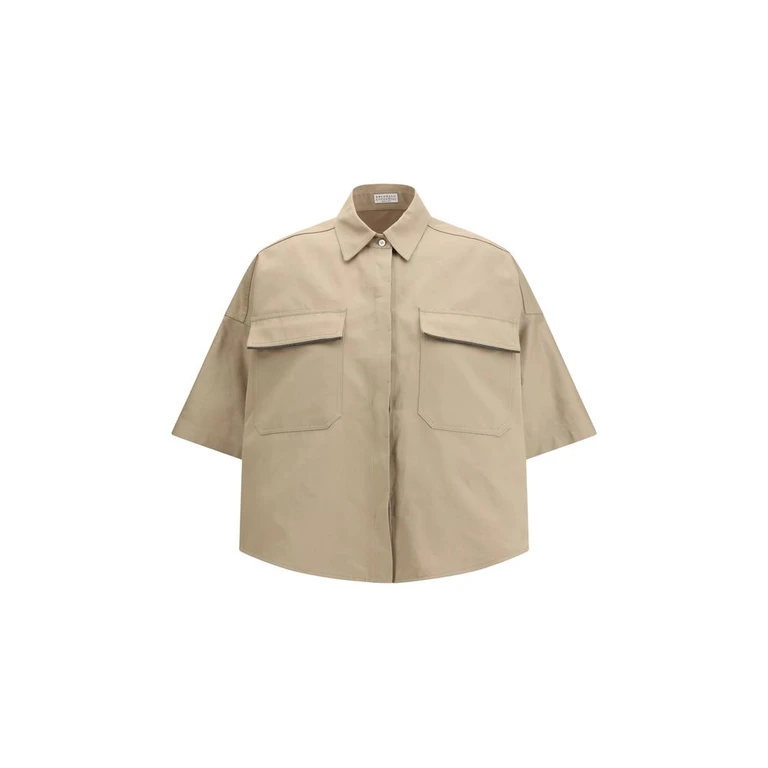 Brunello Cucinelli Beige Cotton Shortsleeve Shirt - Women