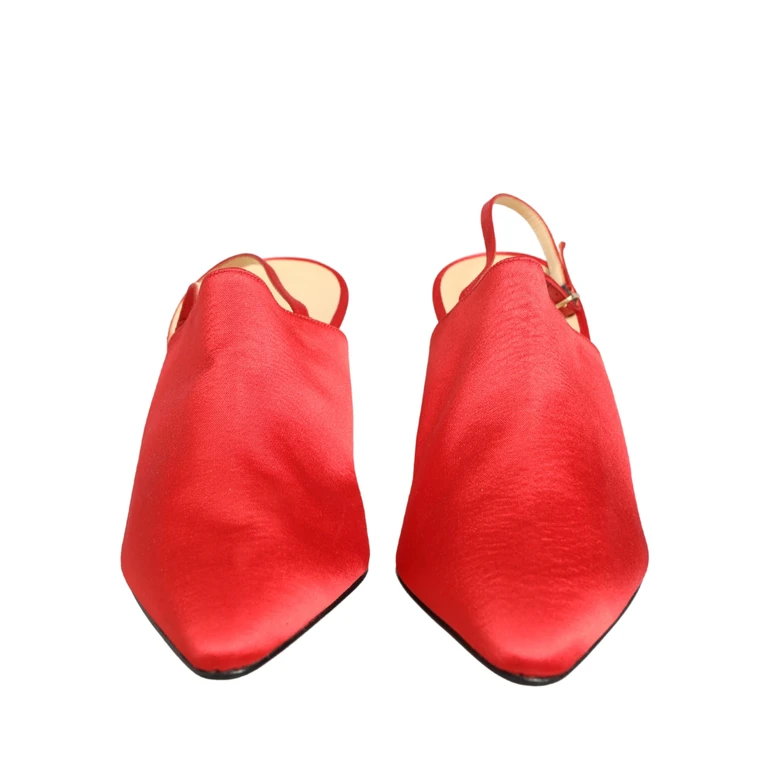 Dolce & Gabbana Red Suede Heel Slingback Shoes - Women