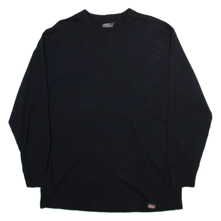 DICKIES Mens T-Shirt Black Long Sleeve L