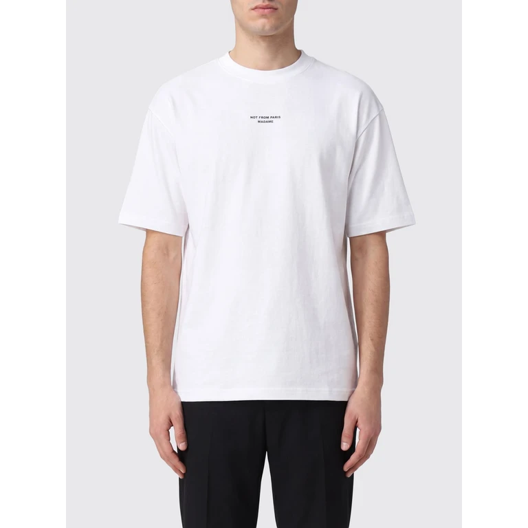Drôle de Monsieur Cotton T-shirt with Contrasting Logo and Dropped Shoulders (TS202CO002OPW)