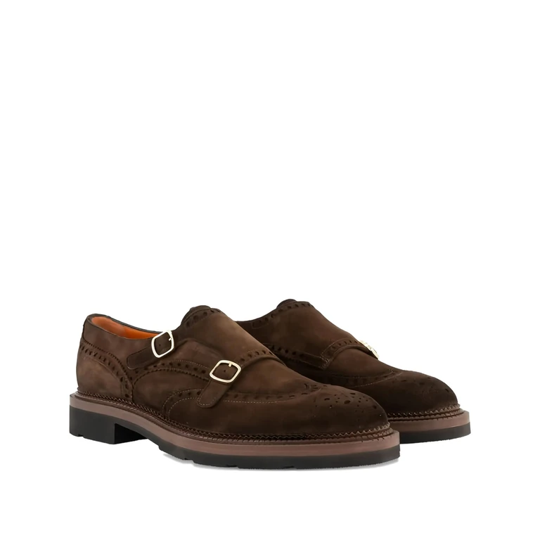 Double-buckles Suede Monk Shoes
