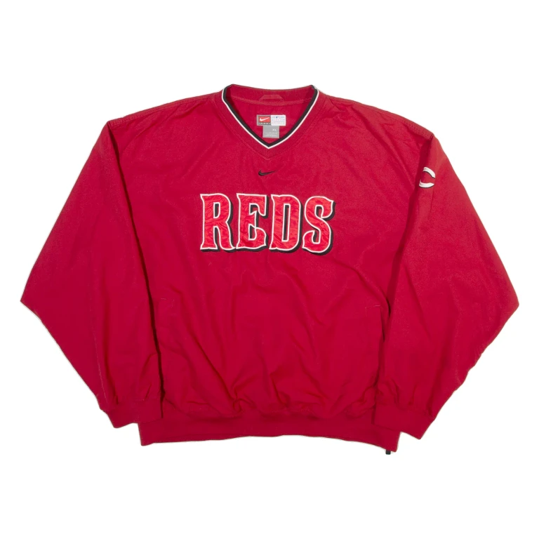 NIKE Mens Sweatshirt Red V-Neck XL