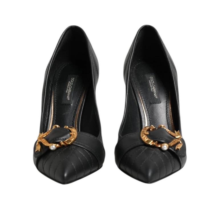 Dolce & Gabbana Black Devotion Leather Heels Pumps Shoes - Women