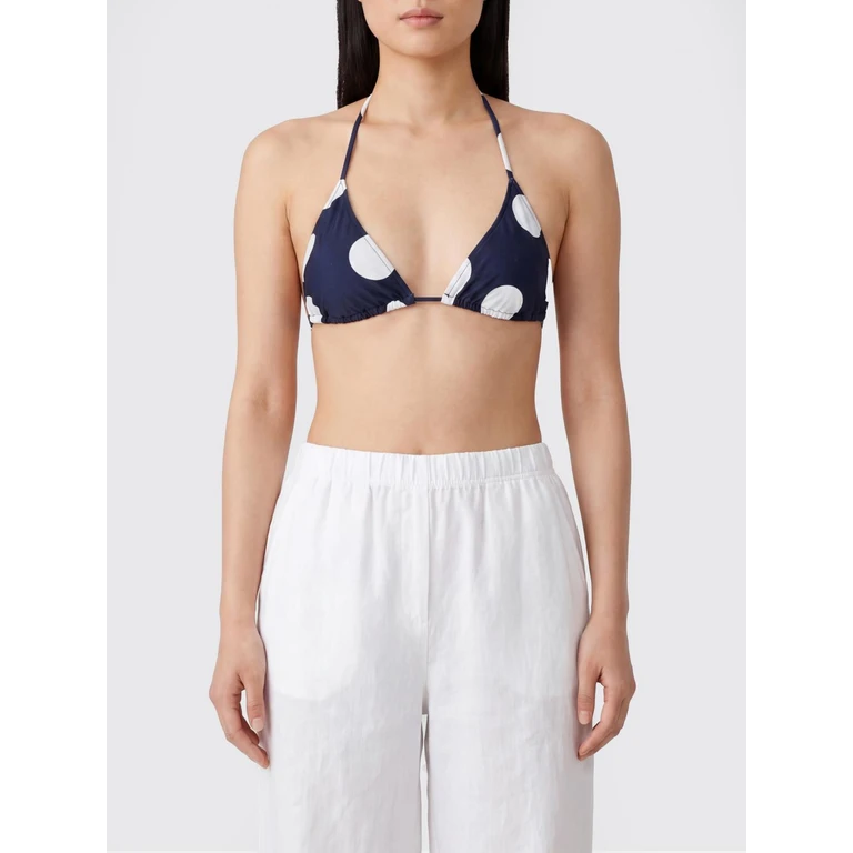 Polka-Dot Polyamide Triangle Bikini Top with Tie Fastenings (T0W00914AW000963HD)