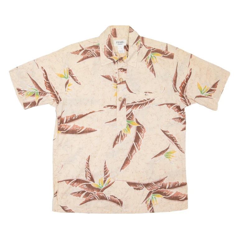 PEARL Mens Hawaiian Shirt Pink Floral L