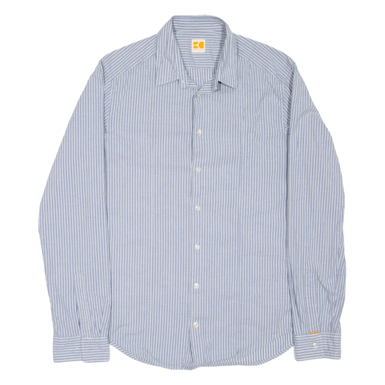 BOSS Mens Shirt Blue Striped Long Sleeve M