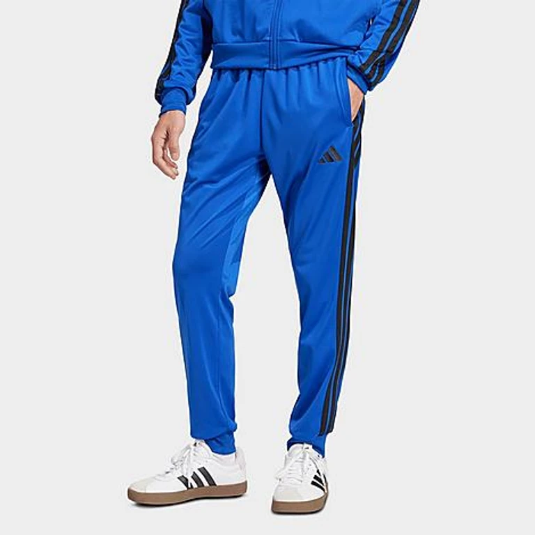 adidas Men's 3-Stripes Tricot Tapered Track Pants in Team Royal Blue Size: XS