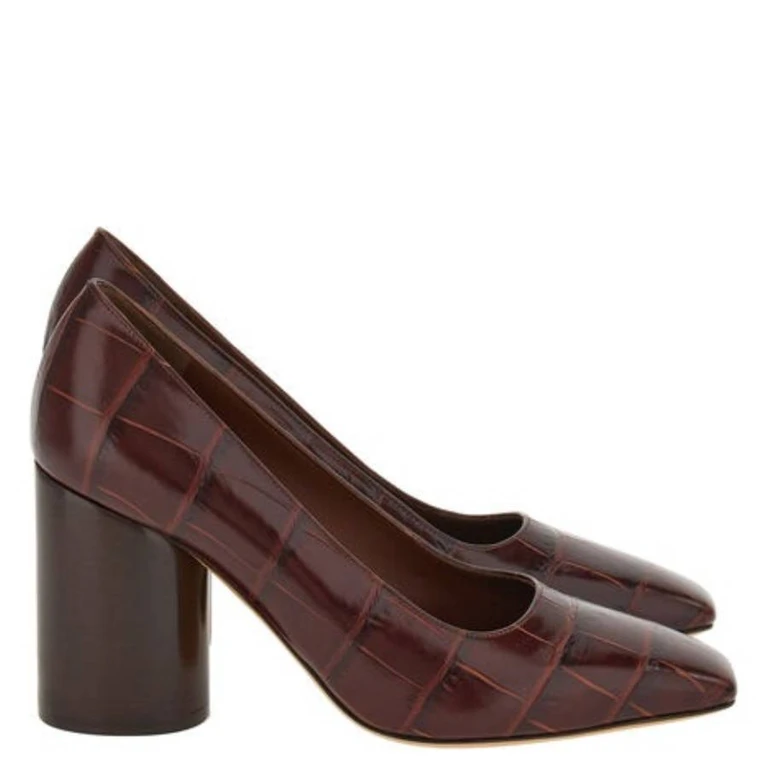 Ferragamo Pamela 85 Croc-Embossed Pumps, Size 7 C