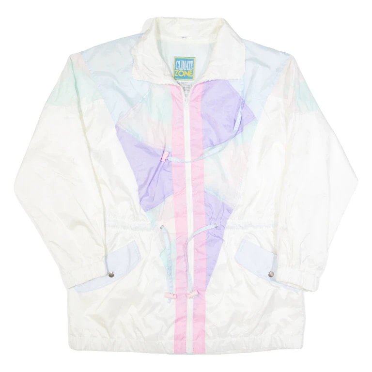 CLIMATE ZONE Womens Jacket Cream 90s Crazy Pattern L