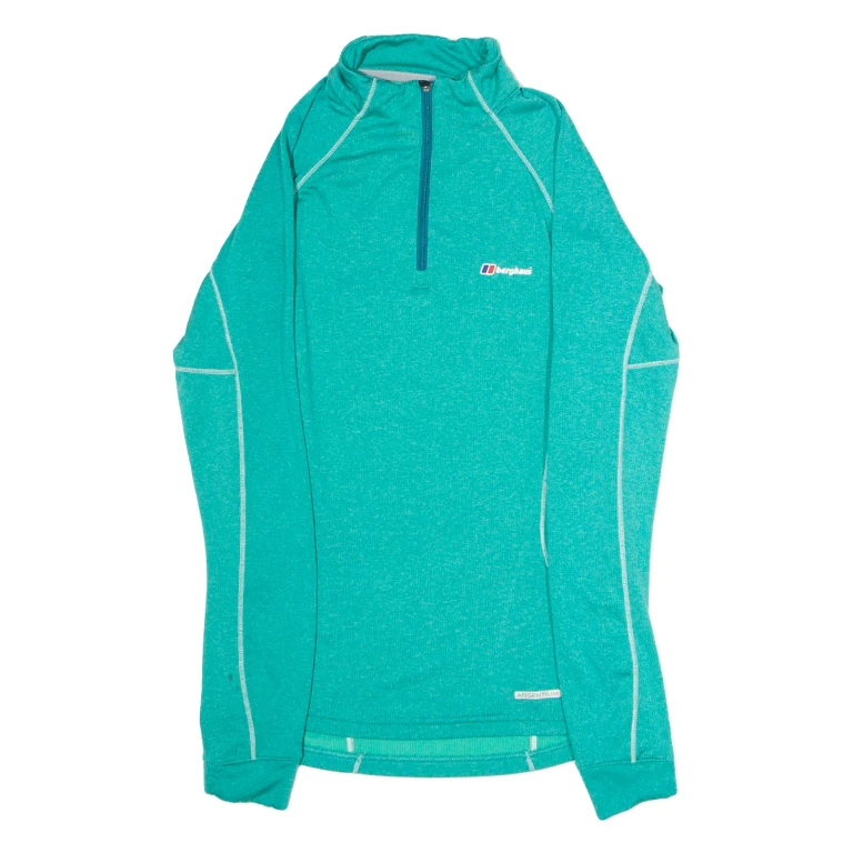 BERGHAUS Running Womens Fleece Green 1/4 Zip Tight Knit UK 12