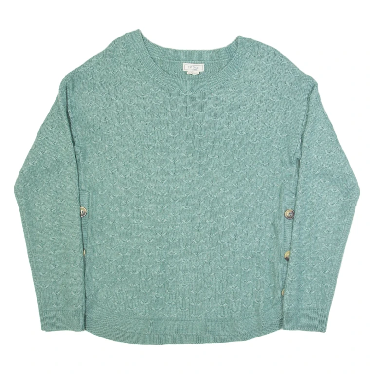 FAT FACE Womens Jumper Green Tight Knit Viscose UK 8