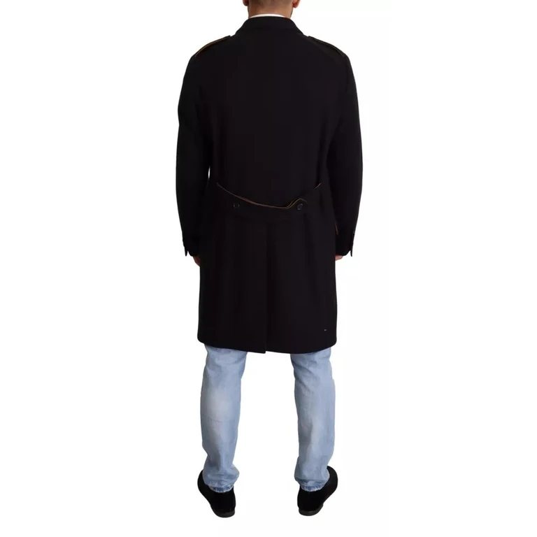 Dolce & Gabbana Blue Trench Coat Long Wool Stretch Jacket Clothing - Men