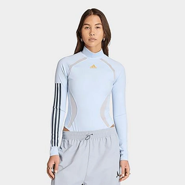 adidas Women's Originals Teamgeist Long-Sleeve Bodysuit in Crystal Sky Size: XXS