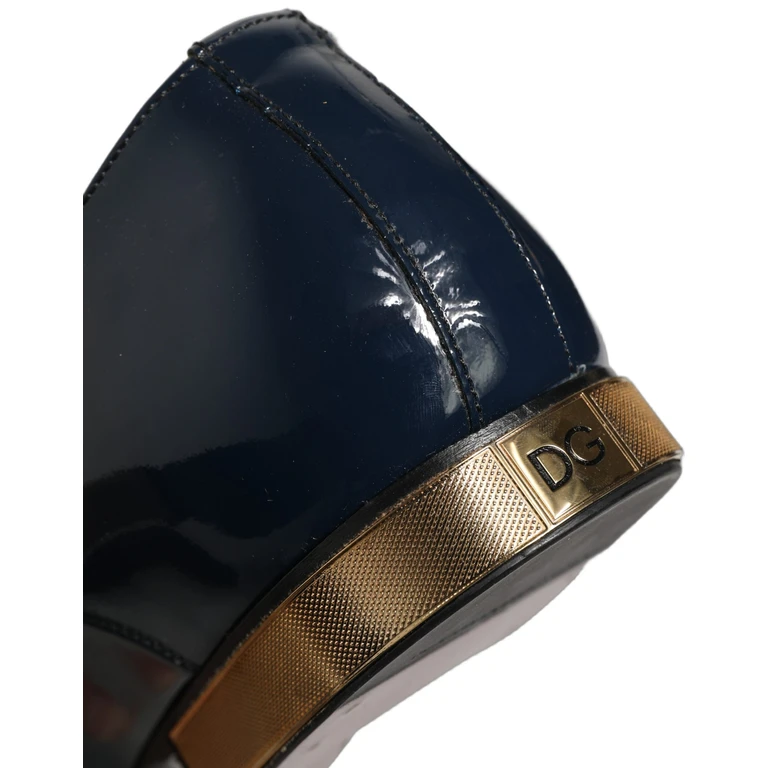 Dolce & Gabbana Blue Embellished Men Derby Dress Formal Shoes Black Leather - Men