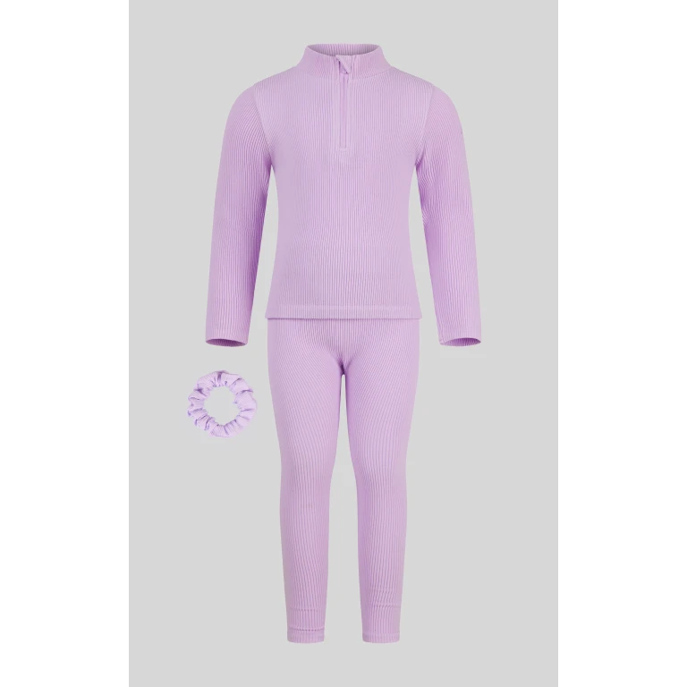 4-6x Girls 3 PC Half Zip Long Sleeve + Legging + Scrunchie Set