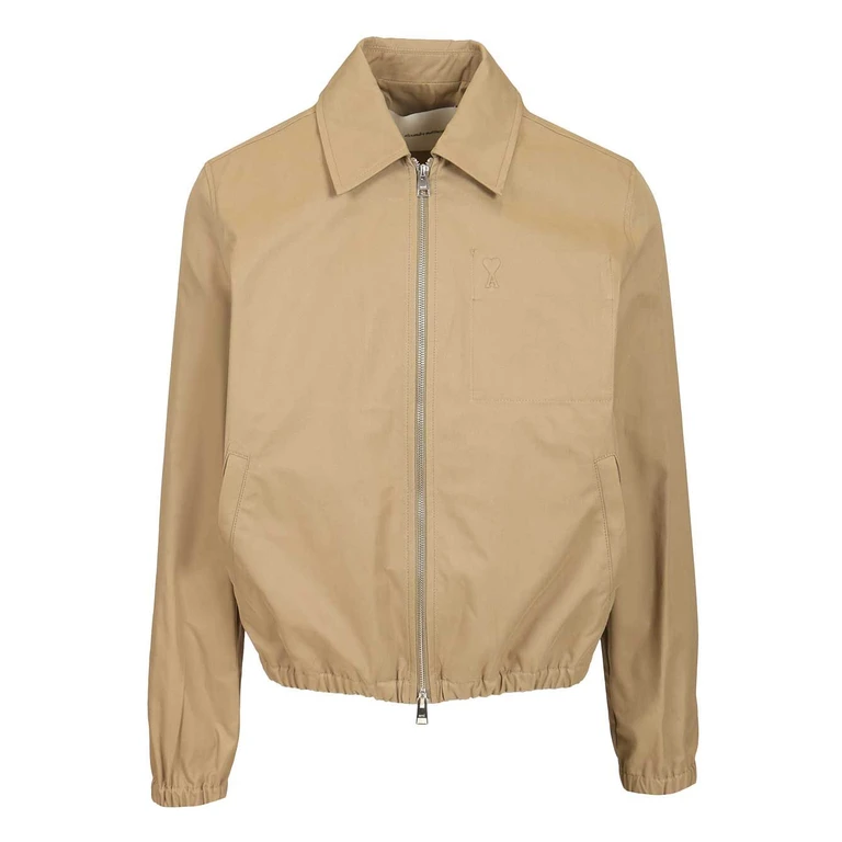 AMI Paris Zipped jacket in cotton gabardine Beige Coton - Men