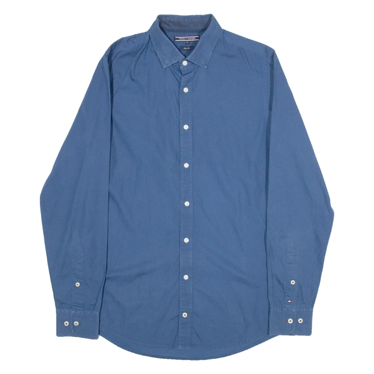 TOMMY HILFIGER Slim Fit Mens Shirt Blue Long Sleeve M
