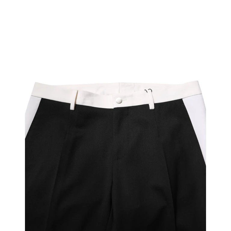 Dolce & Gabbana Black White Stripe Wool Men Trouser Pants And Spandex - Men