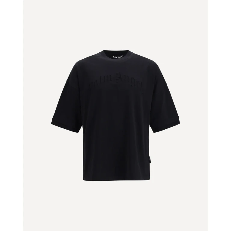 Camiseta de doble capa con logo curvo Palm Angels
