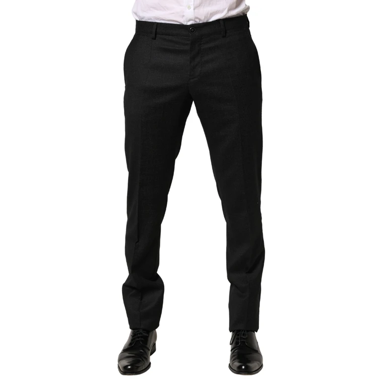 Dolce & Gabbana Black Wool Skinny Men Dress Trouser Pants Virgin - Men