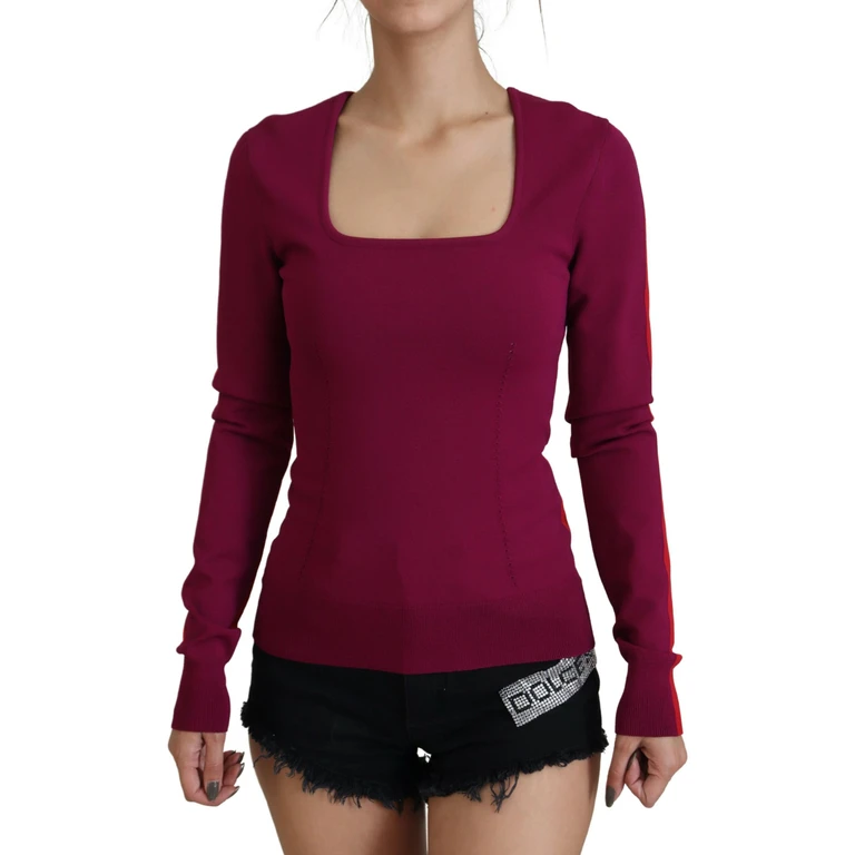Multicolor Viscose Square Neck Pullover Sweater Clothing - Women