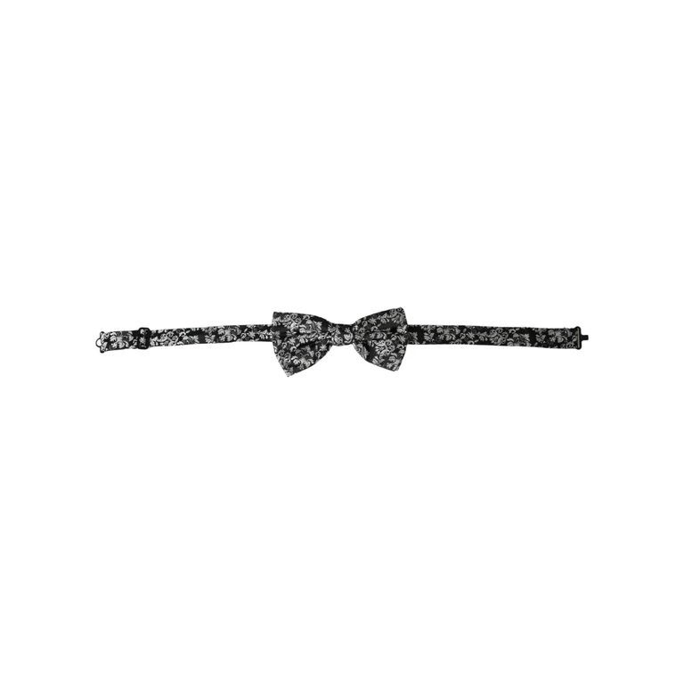 Dolce & Gabbana Black Floral Silk Adjustable Neck Men Bow Tie - Men