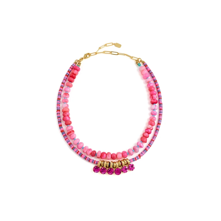 Elizabeth Cole Pinklora Necklace Electric Pink One Size