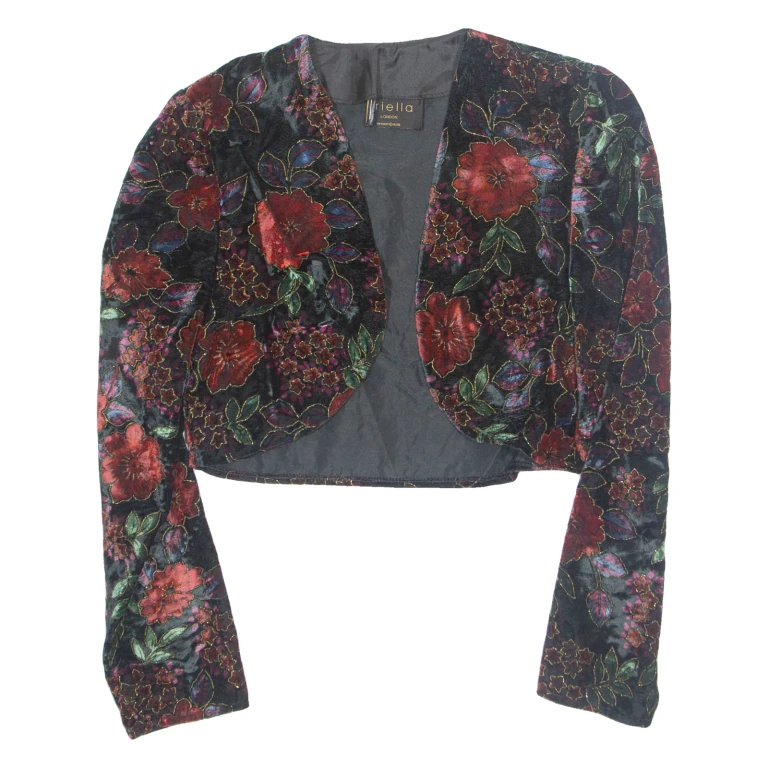 Womens Printed Blouse Black Long Sleeve Floral M