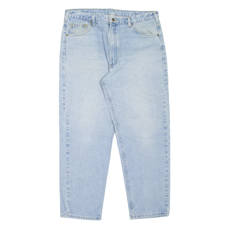 CARHARTT Workwear Mens Jeans Blue Relaxed Tapered Stone Wash W36 L30