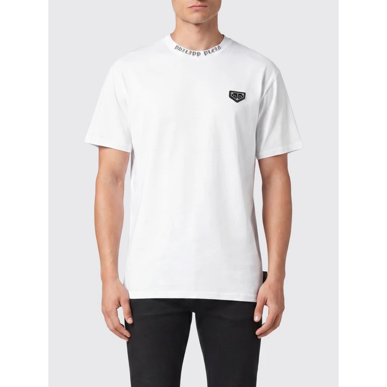 Cotton T-shirt with Metal Logo Plaque Applied to the Chest (UADCMTK7965PJY002N01)
