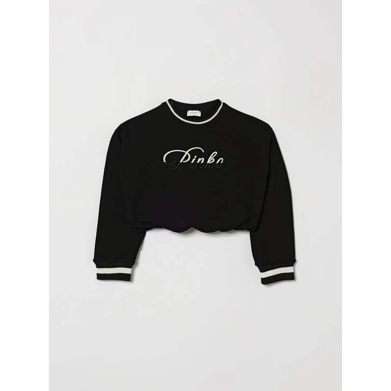 Girl's Cropped Jersey Jumper with Contrast Logo Print (KFFE031CFEO15D852)