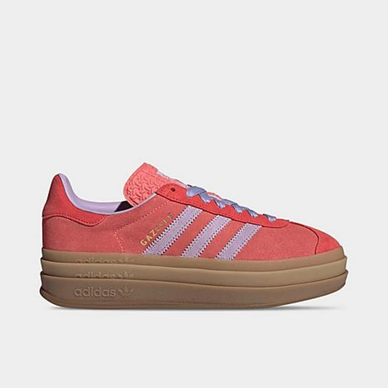 adidas Women's Originals Gazelle Bold Casual Shoes in Semi Flash Red/Powder Plum/Semi Lucid Red Size: 5.0