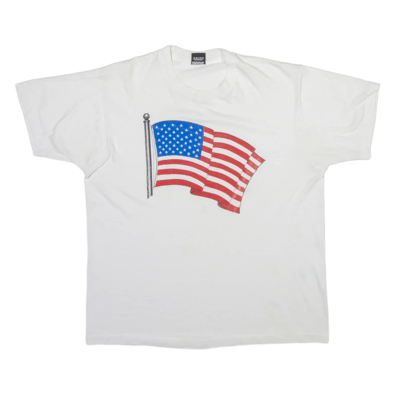 BEST Flag Mens T-Shirt White USA XL