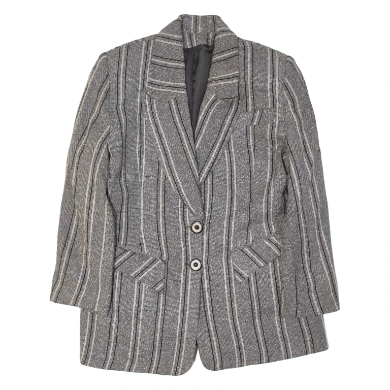 Womens Blazer Jacket Grey Striped M
