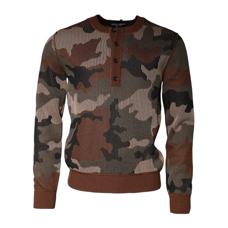 Dolce & Gabbana Multicolor Camouflage Men Pullover Sweater Polyester Silk Viscose Cotton Clothing - Men