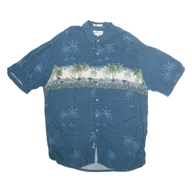 CAMPIA Mens Hawaiian Shirt Blue Crazy Pattern XL