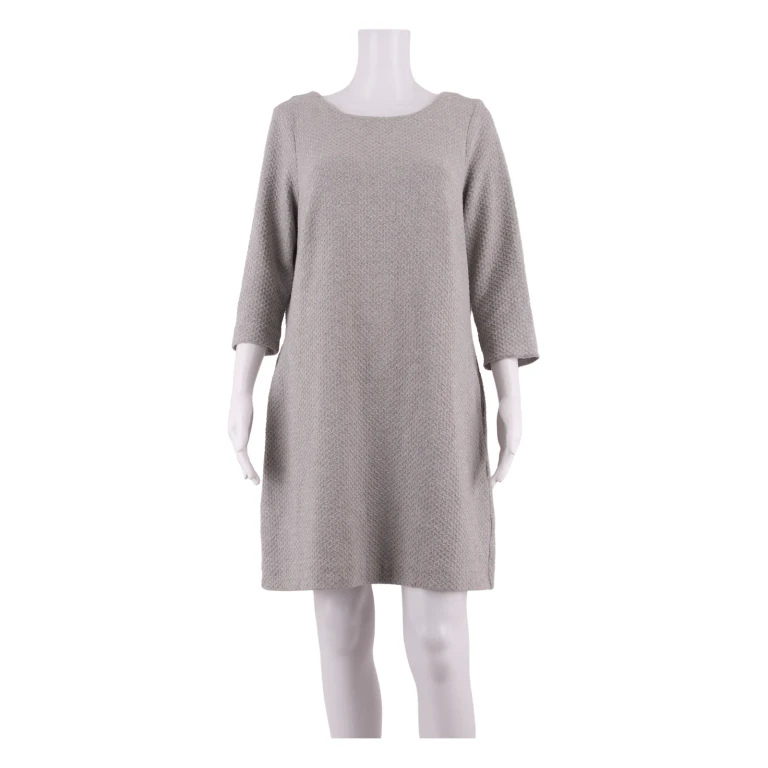 GANNI Womens Fit & Flare Dress Grey Knee Length L