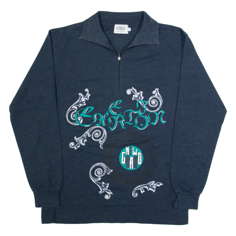 ETIREL Womens Sweatshirt Blue 1/4 Zip L
