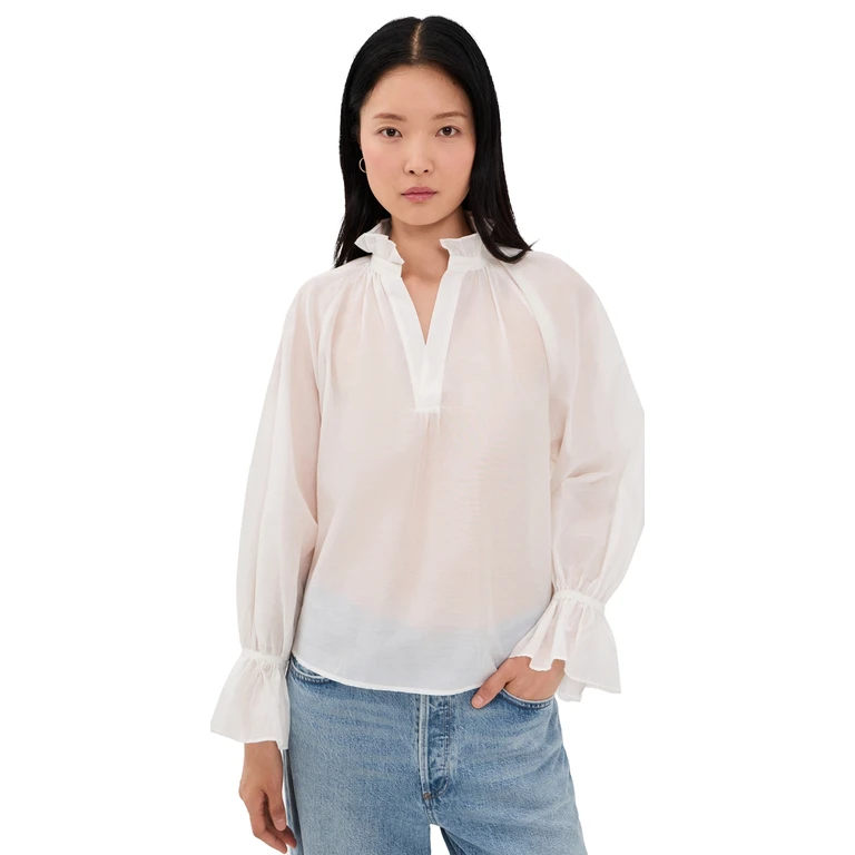 Polo Ralph Lauren Cotton-Silk Organdy Blouse White XXS