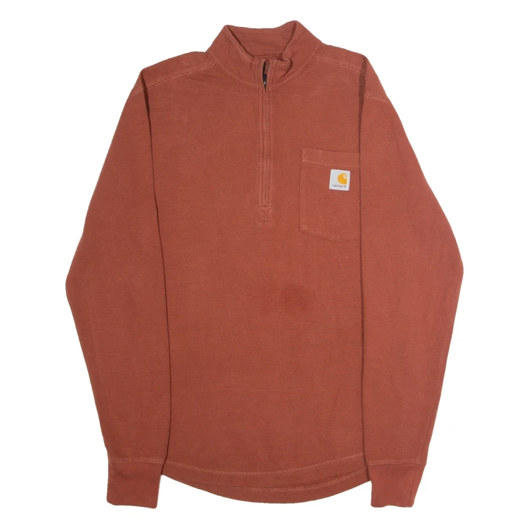 CARHARTT Relaxed Fit Mens Sweatshirt Red 1/4 Zip S