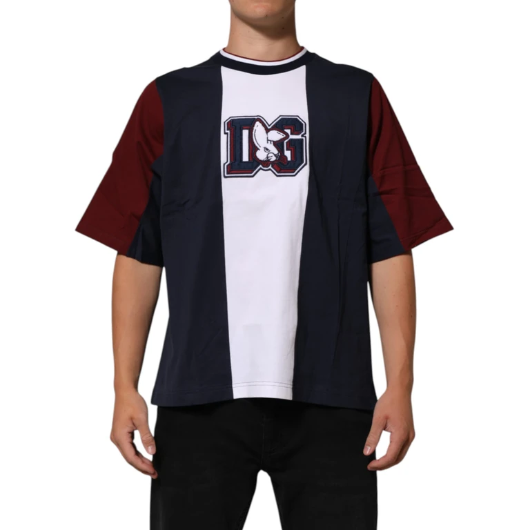 Dolce & Gabbana Multicolor Striped Cotton Men Crew Neck T-Shirt - Men