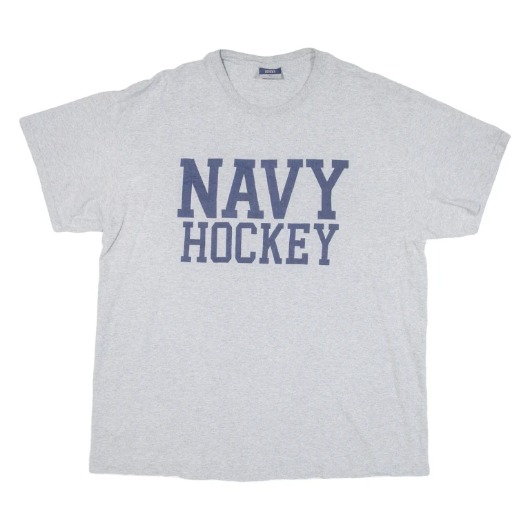MV SPORT Navy Hockey Mens T-Shirt Grey USA XL