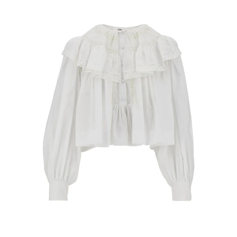 CHLOE' Voile ruffled short blouse Woman 38