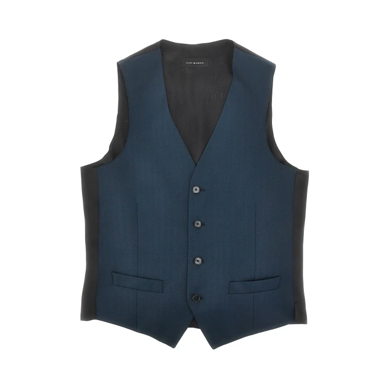 LUIGI BIANCHI Herringbone light wool tailored vest Man 46
