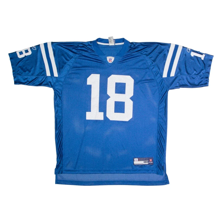 REEBOK Indianapolis Colts Home #18 Manning Mens Jersey Blue USA Nylon 2XL