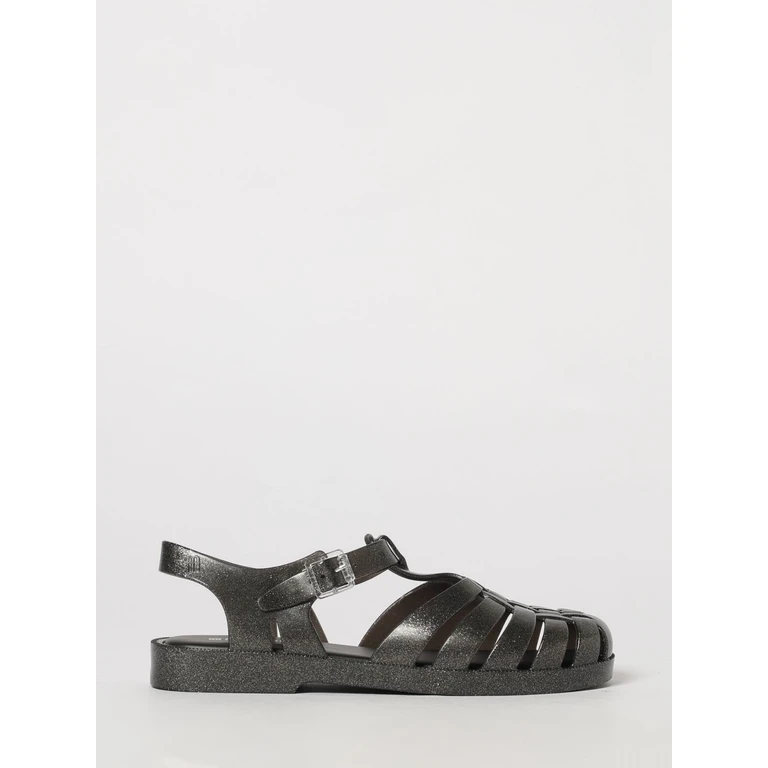 Possession Glitter PVC Fisherman Sandals with Low Heel (33520AU689GLITTERBLACK)